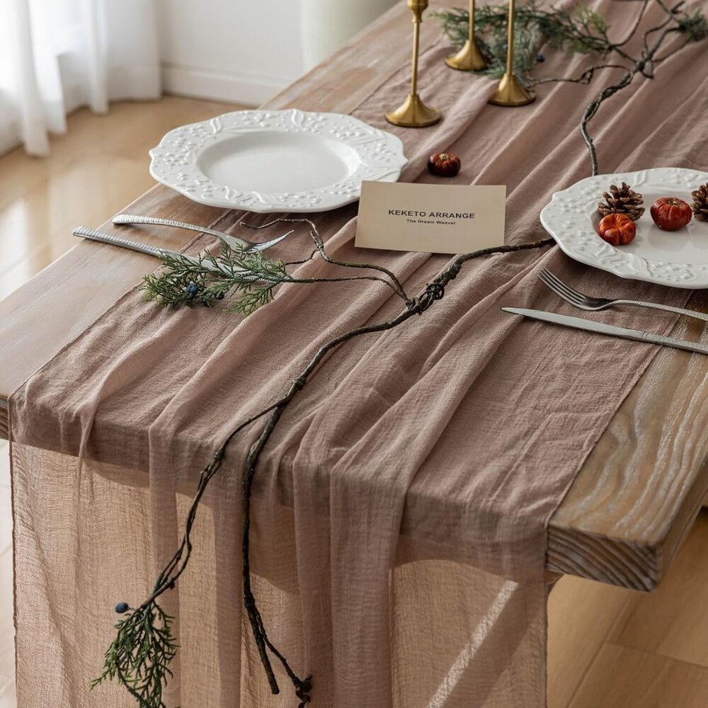 Cheesecloth Table Runner Nude Gauze Rustic Boho Coffee Cheese Cloth 120 Inch 10